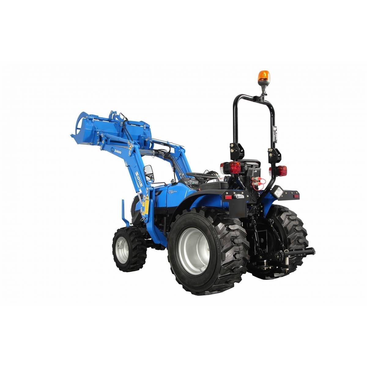 Tracteur 4 roues motrices SOLIS 26 roues mixtes 220/55R12 et 280/70R16.